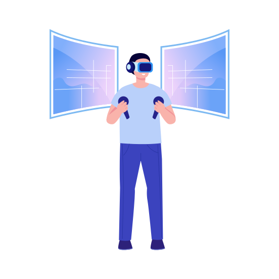 Virtual Reality, Controllers, Metaverse, Simulation, Gaming illustration