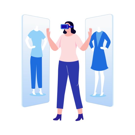 Virtual Shopping, Retailing, Clothing, Immersive, Fashion illustration