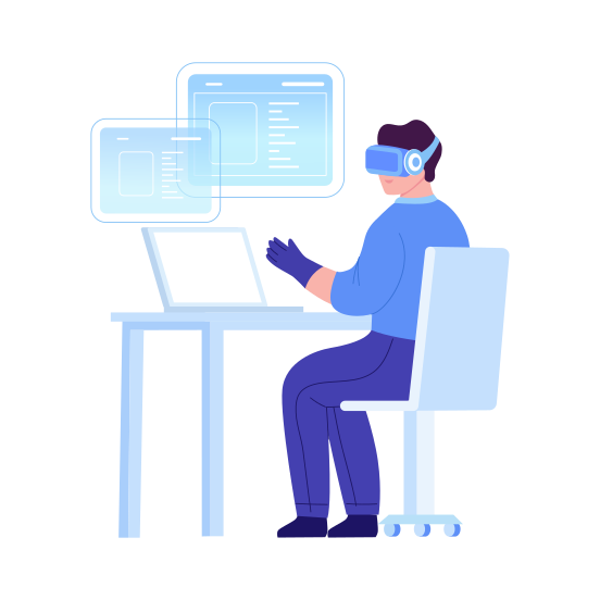 Vr Coder, Programmer, Metaverse, Developer, Immersive illustration