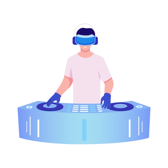 Vr Dj, Entertainment, Playing, Music, Performance illustration