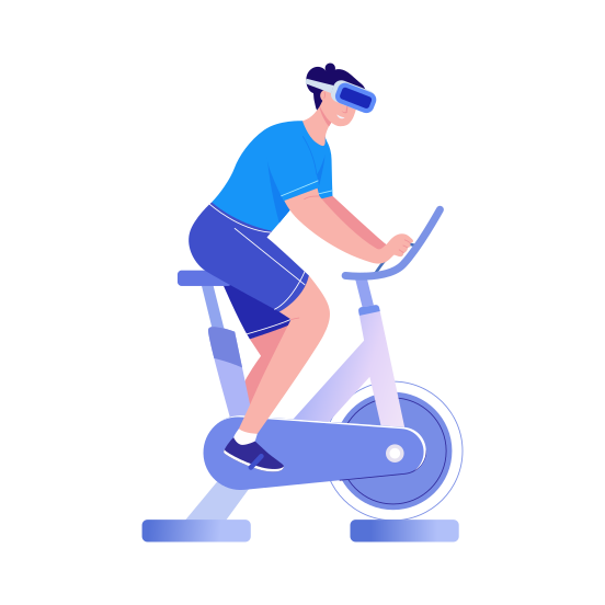 Vr Exercise, Cycling, Cardio, Fitness, Immersive illustration
