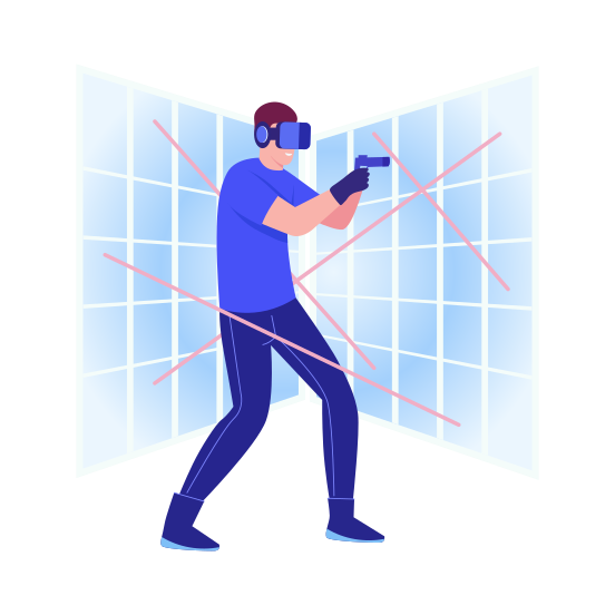 Vr Gamer, Battle, Shooting, Player, Immersive illustration