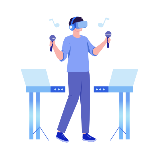 Vr Music, Karaoke, Singing, Microphones, Immersive illustration