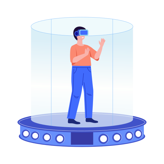 Vr Platform, Simulation, Metaverse, Immersive, Futuristic, illustration