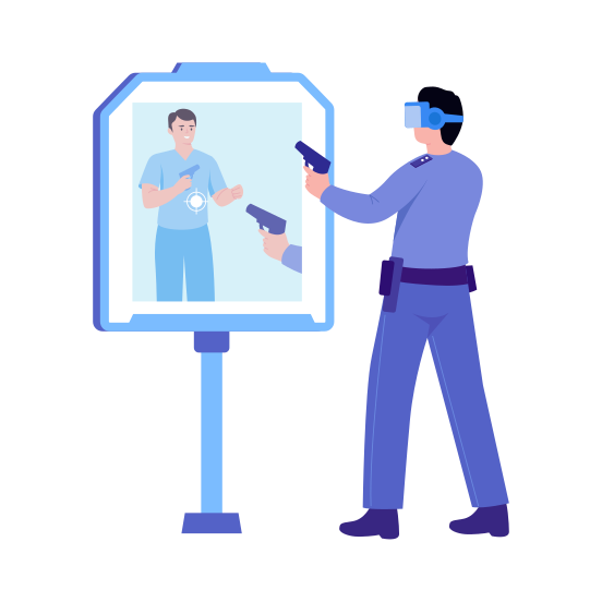 Vr Police, Officer, Training, Enforcement, Augmented illustration