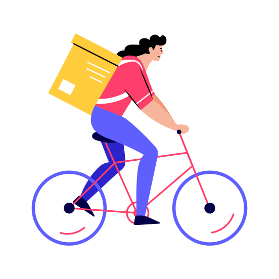 Bike Courier, Cycle, Vehicle, Transport, Service, illustration