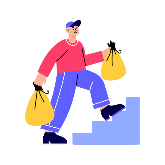Delivery Boy, Worker, Service, Groceries, Parcel, illustration