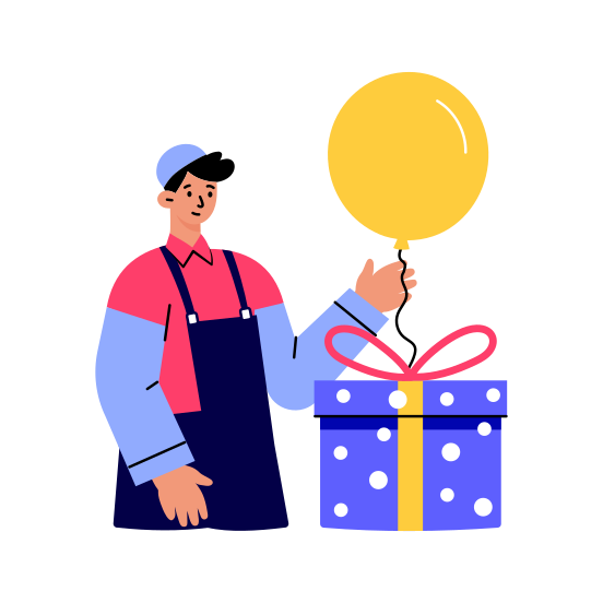 Delivery Worker, Souvenir, Gift, Package, Parcel, illustration