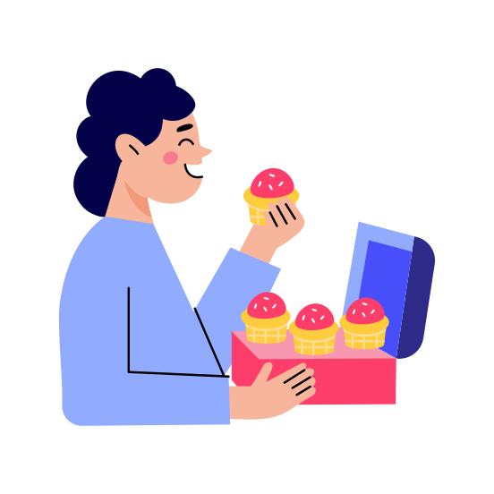 Dessert Delivery, Sweet, Confectionery, Food, Muffins illustration
