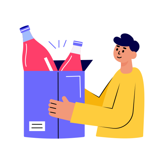 Drink Delivery, Bottles, Beverage, Order, Parcel illustration