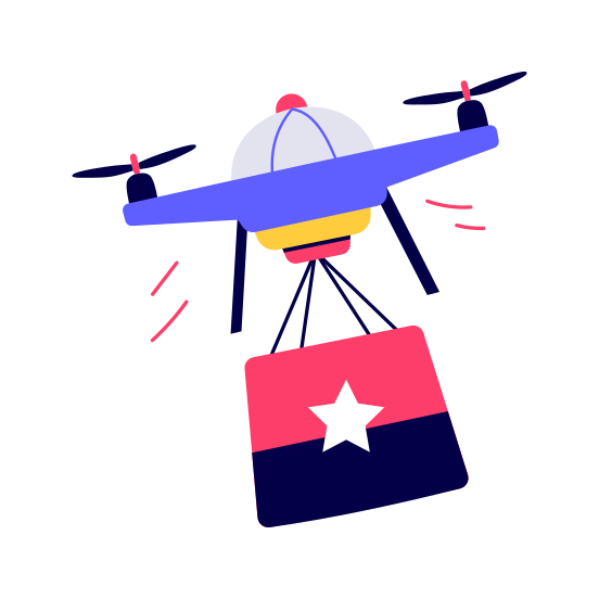 Drone Takeaway, Technology, Innovation, Shipping, Package illustration