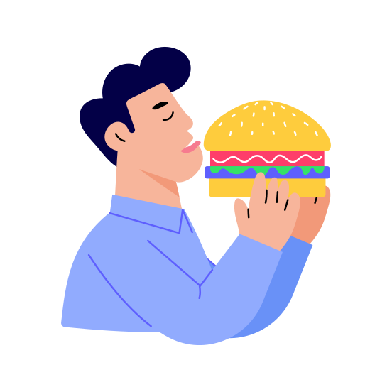 Eating Burger, Food, Fast Food, Meal, Edible illustration