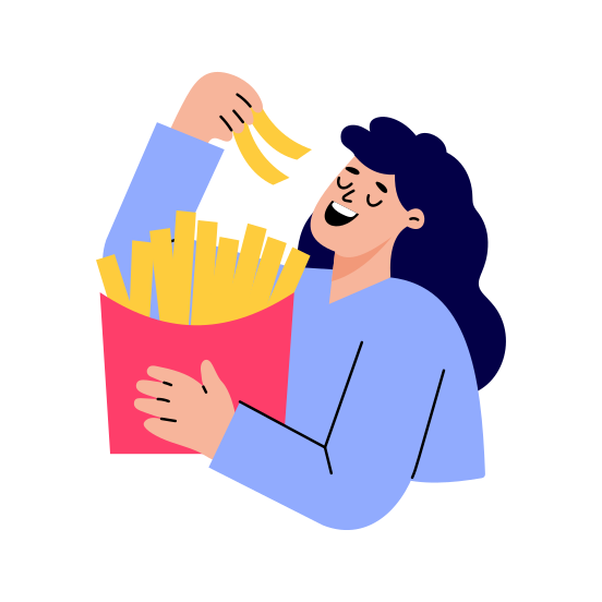 Eating Fries, Snack, Food, Meal, Fast Food illustration