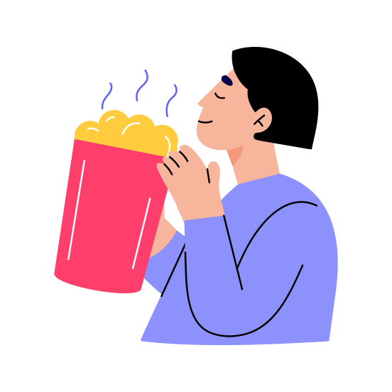 Enjoying Food, Eating, Snacks, Meal, Sniffing illustration