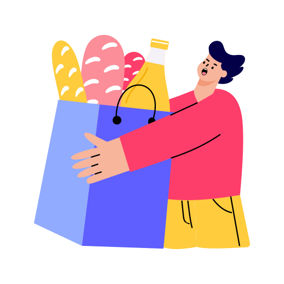 Grocery Delivery, Food, Bakery, Delivery, Parcel illustration