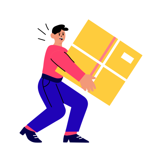 Heavy Courier, Struggling, Carrying, Parcel, Logistic, illustration