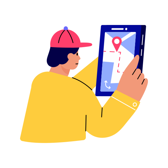 Online Tracking, Location, Navigation, Delivery, Mobile App illustration