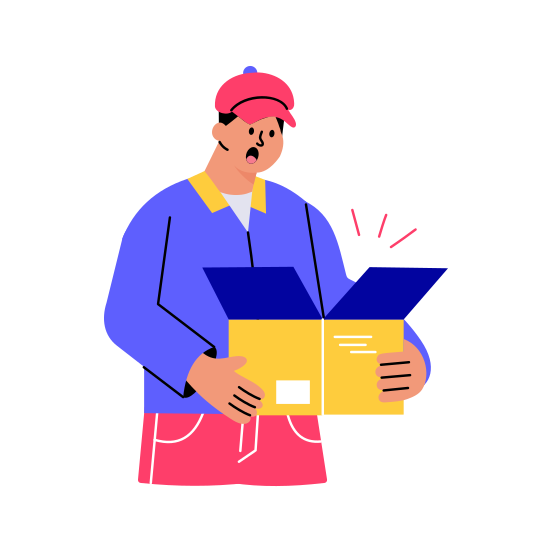 Open Parcel, Package, Unbox, Curious, Surprised illustration