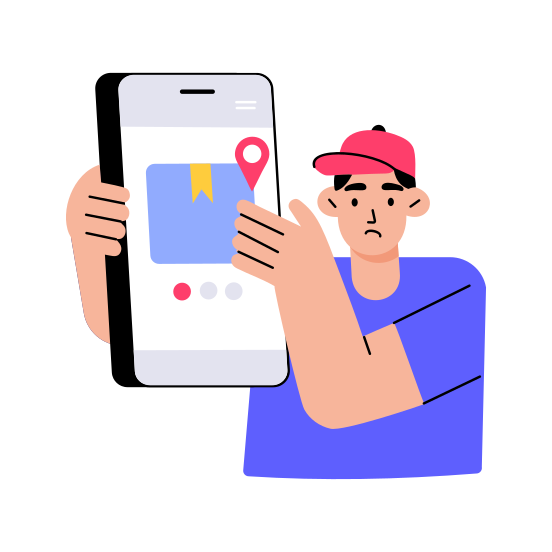 Parcel Tracking, Location, Navigation, Mobile App, Delivery illustration