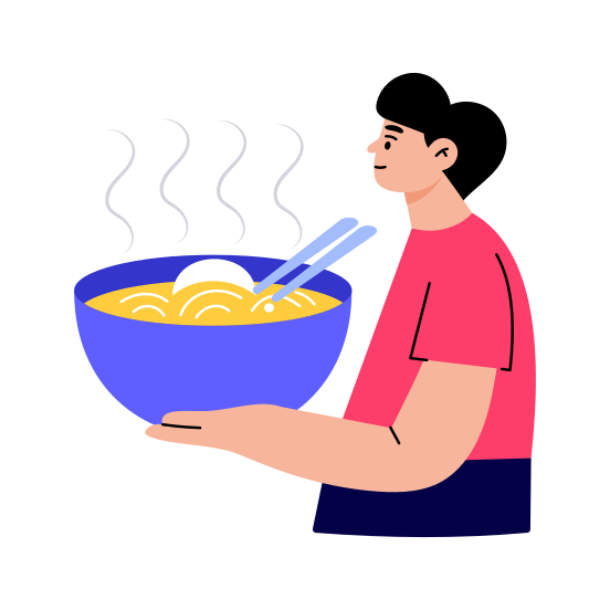 Ramen Delivery, Noodles, Food, Meal, Edible illustration