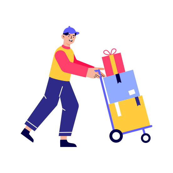 Shipping, Delivery, Logistic, Worker, Cart illustration