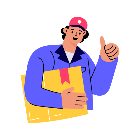 Successful Delivery, Happy, Thumbs Up, Finished, Complete illustration