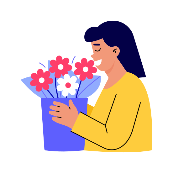 Surprise Delivery, Bouquet, Flowers, Present, Gift illustration