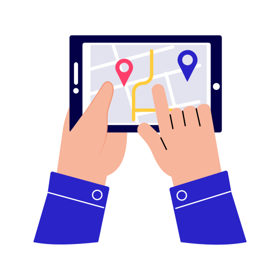 Tracking App, Navigation, Location, Gps, Map illustration