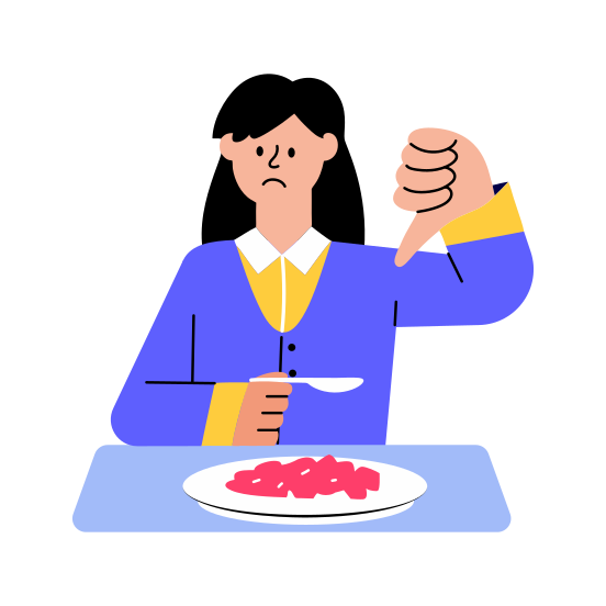 Unhappy Customer, Dislike, Sad, Dissatisfaction, Thumbs Down illustration