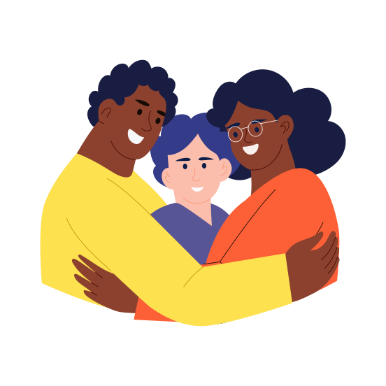 Adoptive Family, Parents, Loving, Compassion, Embrace illustration