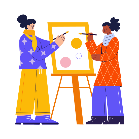 Colour Harmony, Painting, Canvas Art, Friends, Diversity illustration