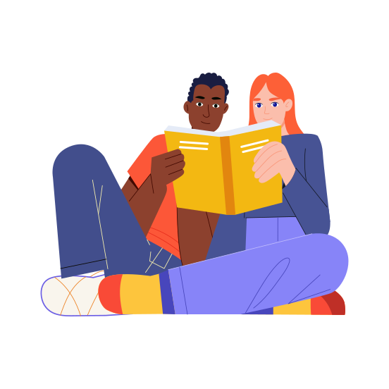 Cultural Harmony, Reading, Study, Friends, Activity illustration