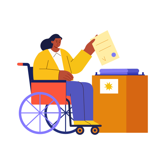 Disability Rights, Accessibility, Wheelchair, Voting, Democracy illustration