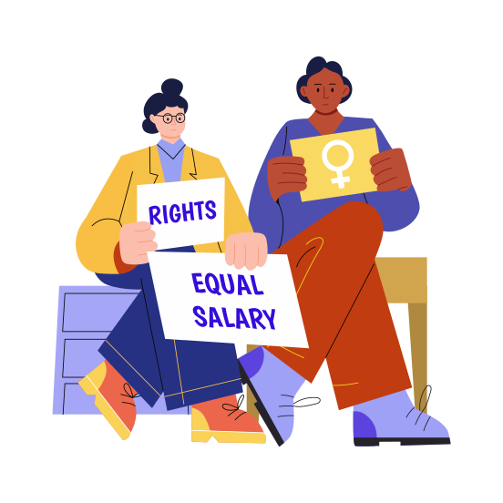 Equal Salary, Employee Rights, Income, Equity, Protesting illustration