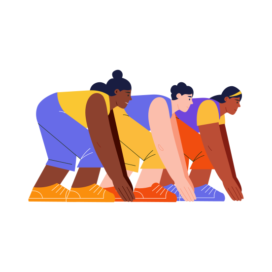 Fair Play, Racing, Sport, Multicultural, Inclusivity, illustration