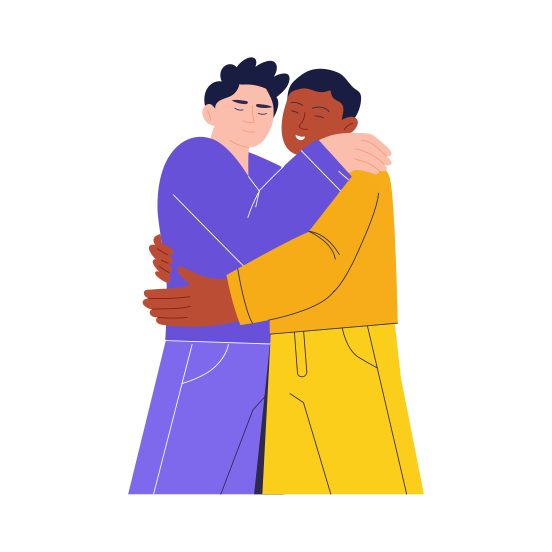 Hugging, Embracing, Affection, Friends, Best Friends, illustration