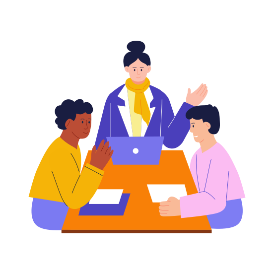 Shared Leadership, Meeting, Discussion, Collaboration, Working illustration