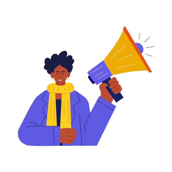 Voice Raised, Announcing, Activism, Rights, Equality illustration