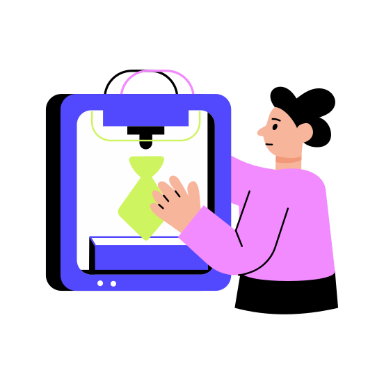 Additive Manufacturing, Printing, Machine, Technology,  Industrial illustration