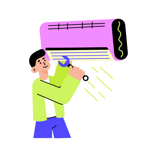 Air Conditioner, Cooling, Repairing, Maintenance, Handyman illustration