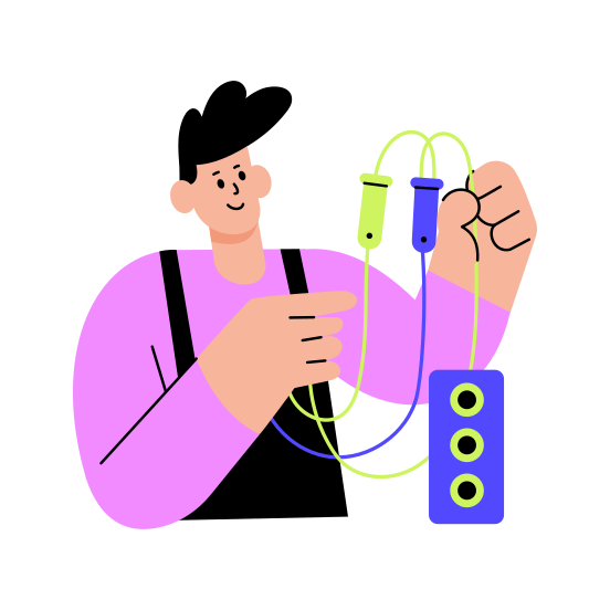 Connecting Wires, Technician, Electrician, Repairing, Maintenance illustration