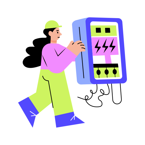 Control Panel, Repairing, Maintenance, Technician, Worker illustration