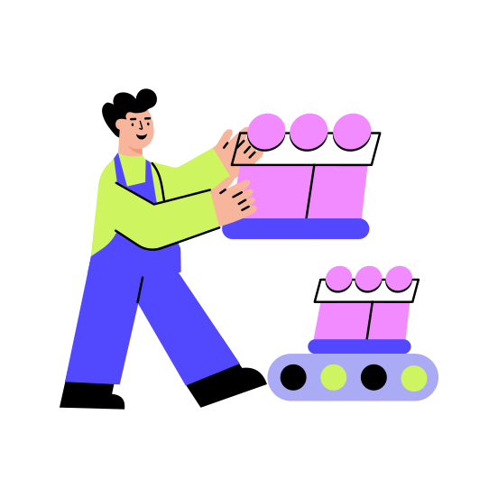 Feeding Conveyor, Production, Manufacturing, Machine, Worker illustration