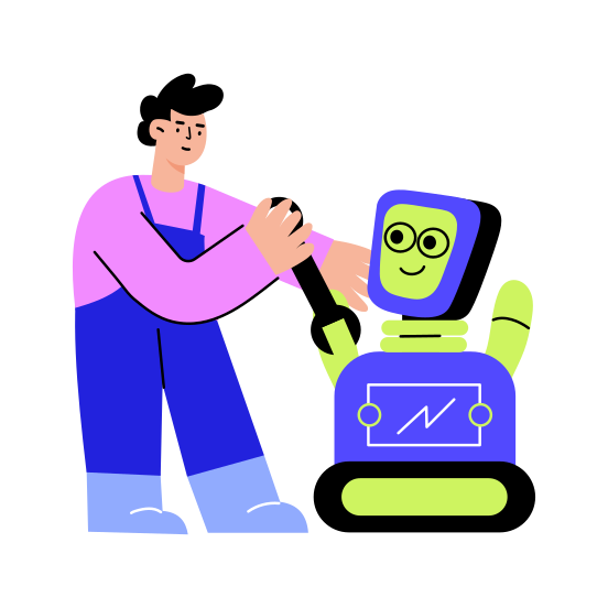 Robot Technician, Engineer, Expert, Repairing, Technology illustration