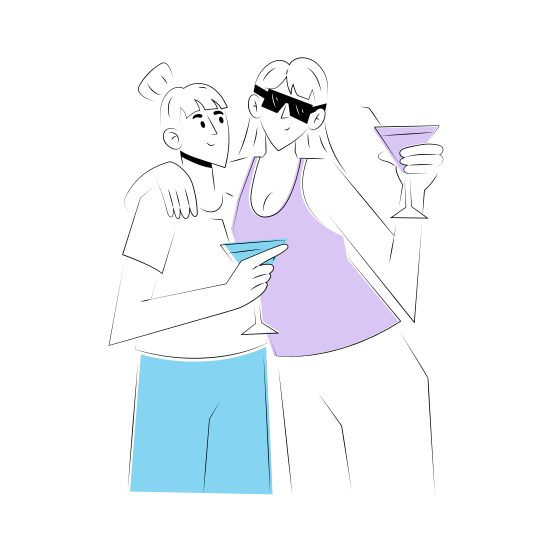 Drinking Partner, Besties, Friends, Fun, Party illustration