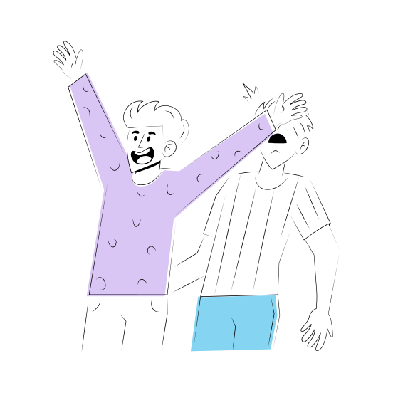 Excited, Hitting, Celebration, Fun, Friends illustration