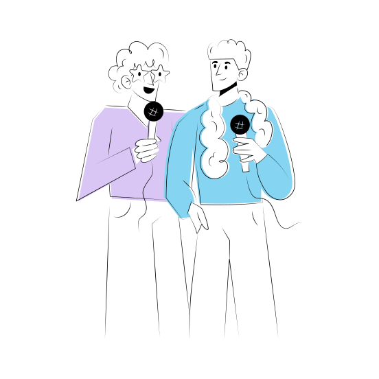 Karaoke Friends, Singing, Vocalist, Fun, Companion illustration