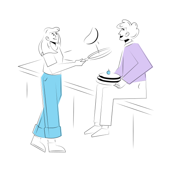 Making Pancakes, Cooking, Food, Togetherness, Happy illustration