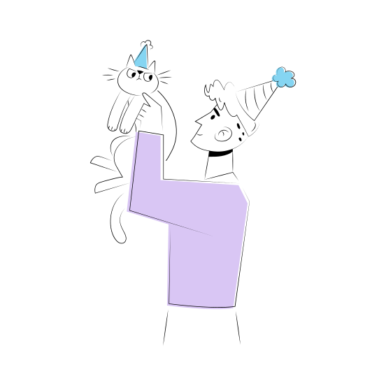 Pet Friend, Animal, Cat, Party, Celebration illustration