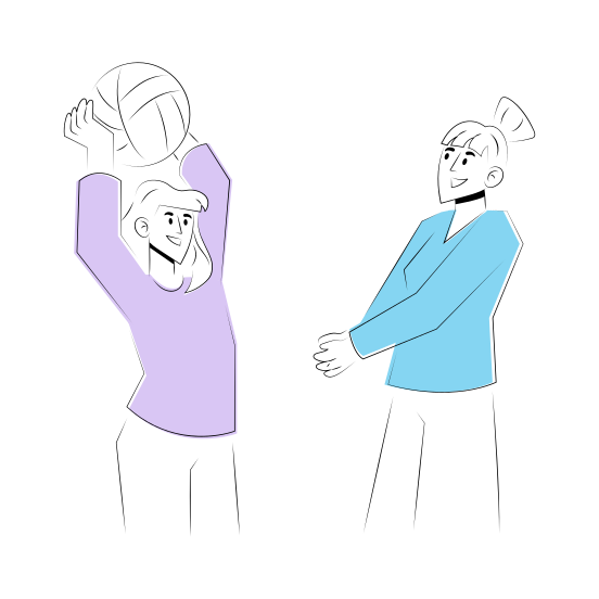 Playing Volleyball, Friends, Happy, Sports, Fun illustration